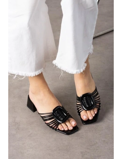 Anca Siyah Rugan Topuklu Terlik