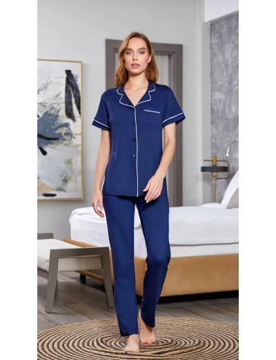 Aqua 25526-K Kadın Kısa Kol Önü Düğmeli Pijama Takım