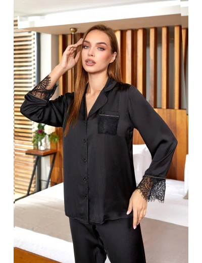 Aqua 26358 Saten Dantelli Gömlek Pijama Takımı