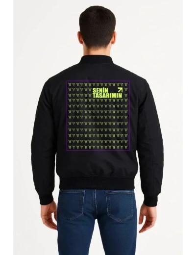 Arka Bomber Ceket - Siyah