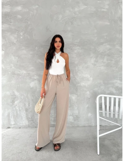 Ayrobin Oversize Kadın Pantalon - Bej