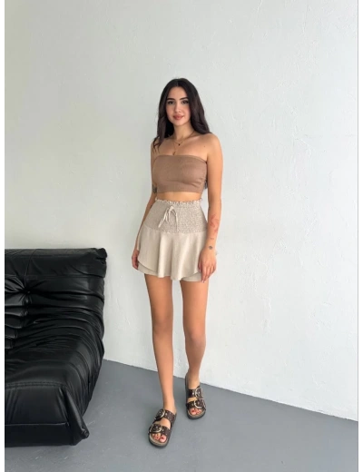 Ayrobin Şortlu Etek - Bej