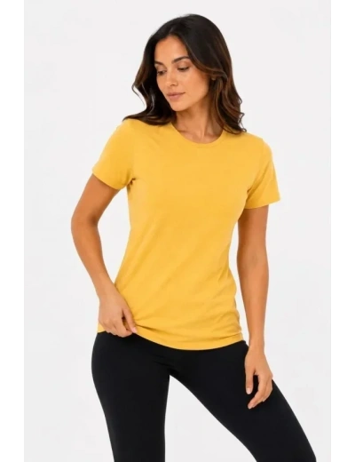 Basic Tişört Bisiklet Yaka Kısa Kol Günlük Yazlık Slim Fit T-Shirt - Sarı
