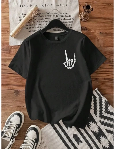 Baskılı Kadın T-shirt - Siyah