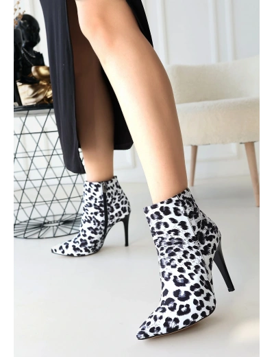 Blan Zebra Saten Topuklu Bot
