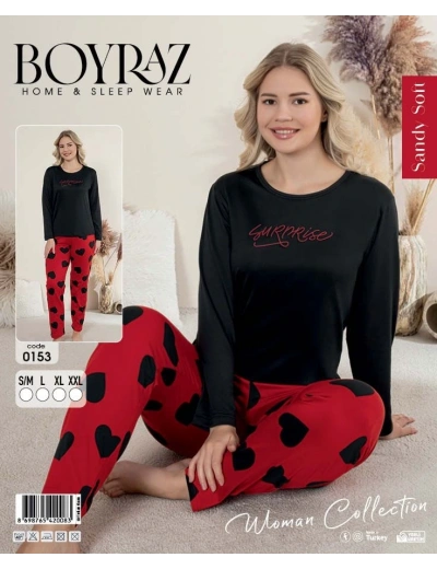 Boyraz 0153 Kadın Sandy Soft Uzun Kol Pijama Takımı