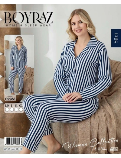 Boyraz 02286 Kadın Süet Uzun Kol Pijama Takımı