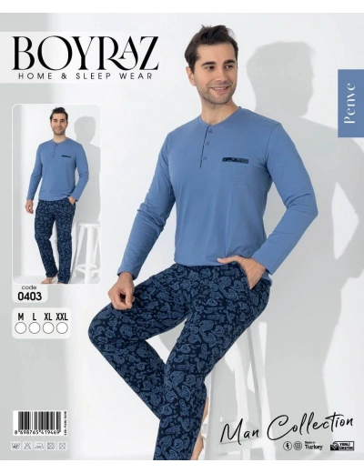 Boyraz 0403 Erkek Uzun Kol Pijama Takımı