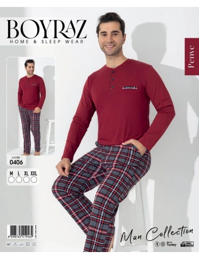 Boyraz 0406 Erkek Uzun Kol Pijama Takımı