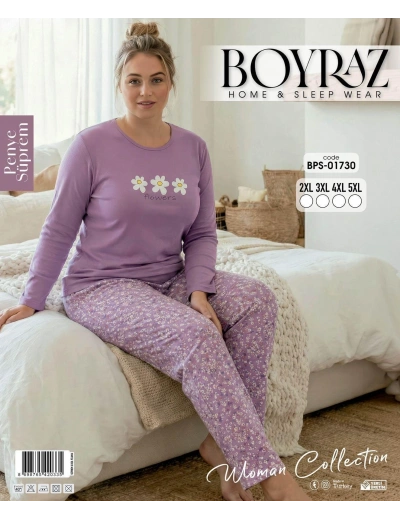 Boyraz BPS-01730  Kadın Battal  Uzun Kollu Pijama Takımı