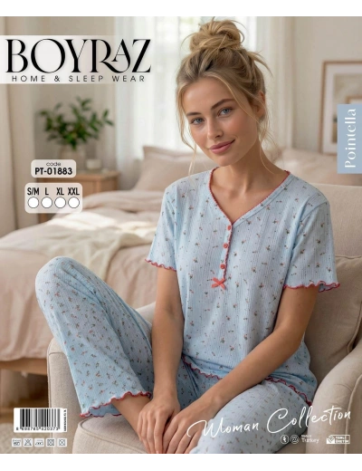 Boyraz PT-01883  Kadın Pointella Kısa Kol Pijama Takımı