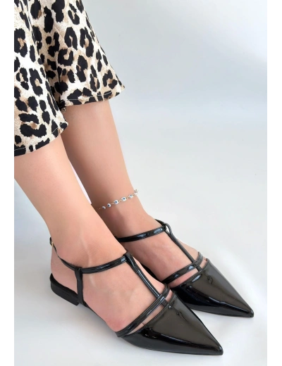 Canca Siyah Rugan Babet Ayakkabı