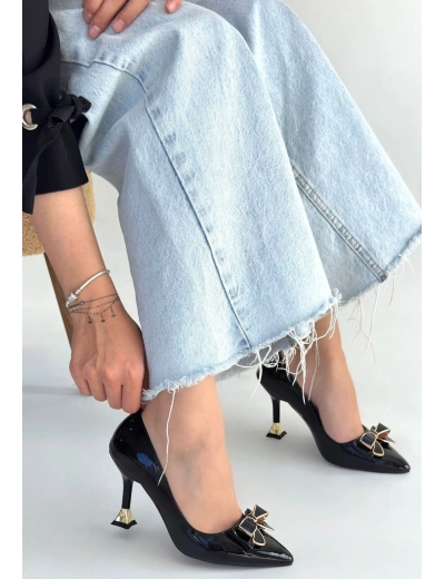 Coby Siyah Rugan Topuklu Ayakkabı