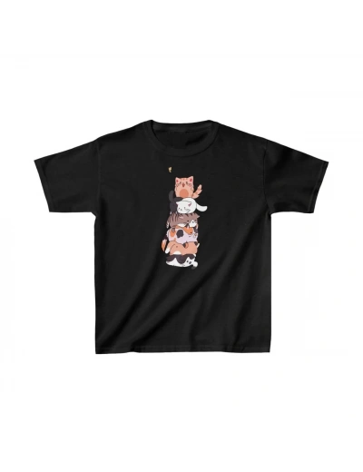 Çocuk Unisex Baskılı T-Shirt - Siyah