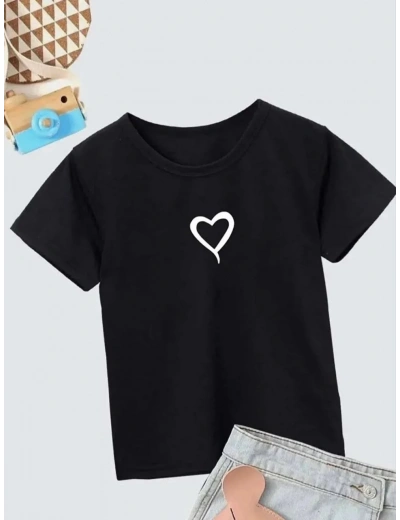 Çocuk Unisex Baskılı T-Shirt - Siyah