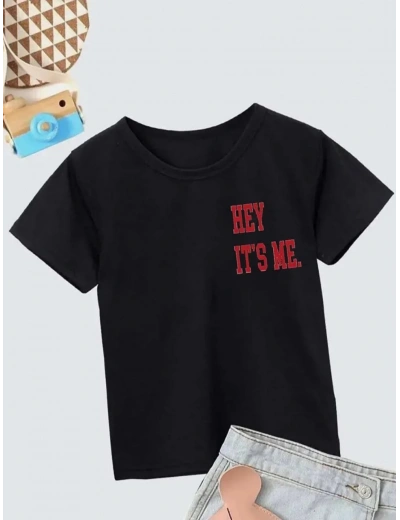 Çocuk Unisex Baskılı T-Shirt - Siyah