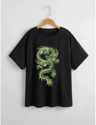 Çocuk Unisex Baskılı T-Shirt - Siyah