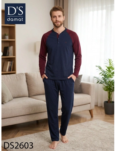 Ds Damat 2603 Erkek Mavenck Uzun Kol Pijama Takımı