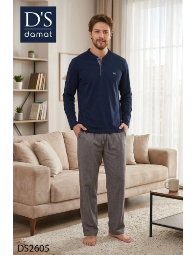 Ds Damat 2605 Erkek Royal Uzun Kol Pijama Takımı