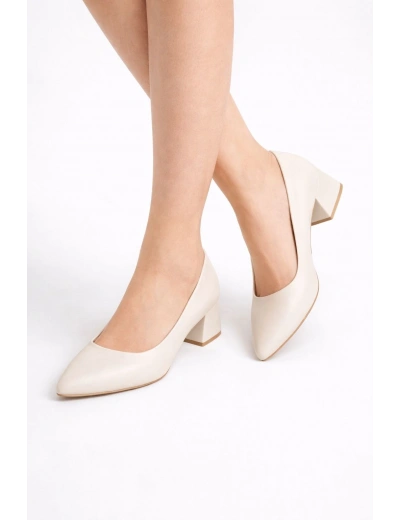 Desniy Bej Cilt Topuklu Ayakkabı