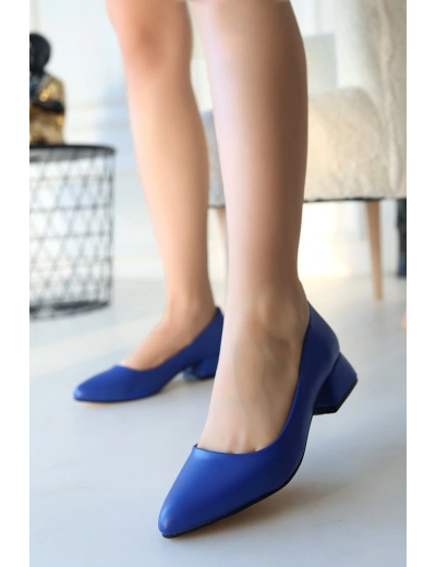 Desniy Mavi Cilt Topuklu Ayakkabı