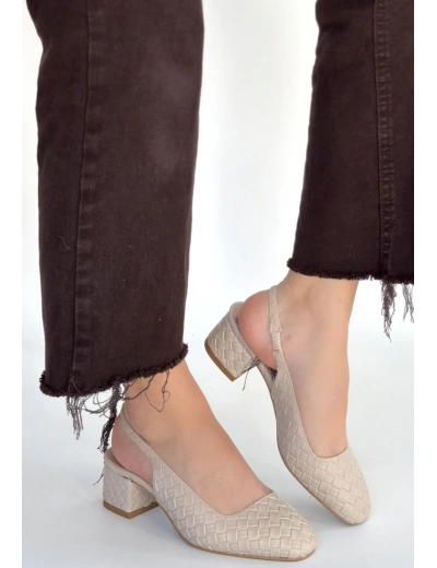 Dier Bej Cilt Topuklu Ayakkabı