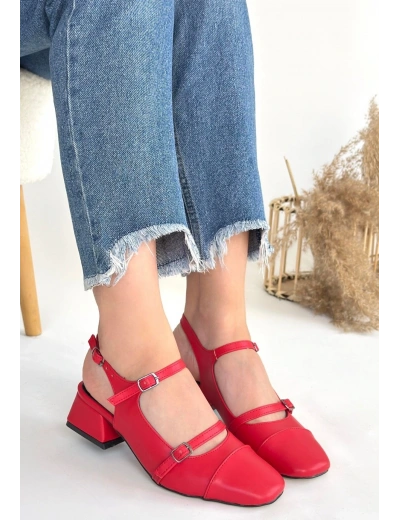 Doran Kırmızı Cilt Topuklu Ayakkabı