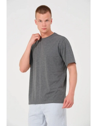 Erkek 24/1 Düz A Kalite Oversize T-shirt - Antrasit