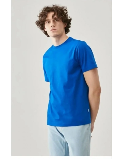 Erkek 24/1 Düz A Kalite Oversize T-shirt - Mavi