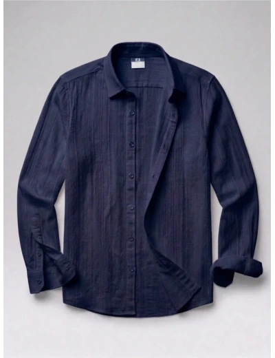 Erkek Armürlü Yarım Oversize Müslin Gömlek