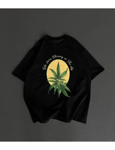 Erkek Baskılı T-Shirt Kısa Kol Bisiklet Yaka Regular Fit Yazlık Tişört - SiyahSiyah