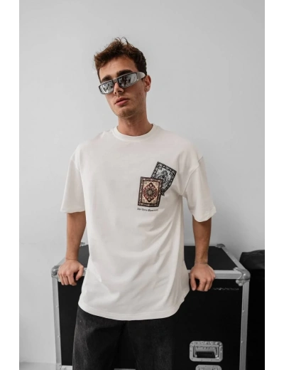 Erkek Baskılı Oversize - Beyaz