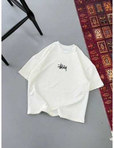 Erkek Baskılı Oversize - Beyaz