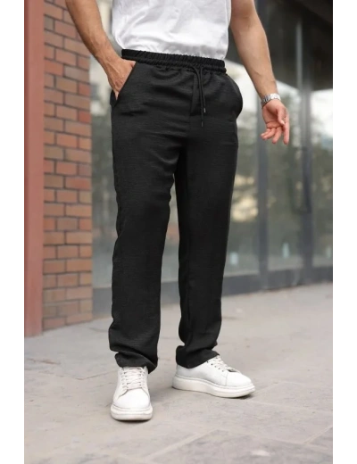 Erkek Beli Lastikli Pera Keten Pantolon