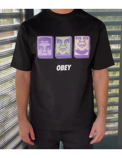 ERKEK Bisiklet Yaka Baskılı Oversize Kısa kol T-Shirt - Siyah