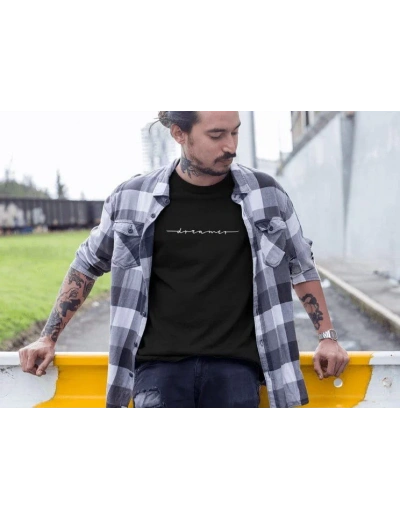 Erkek Bisiklet Yaka Baskılı Oversize T-Shirt - Siyah