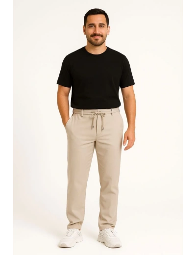 Erkek Diagonel Mikro dokulu Cepli Pantolon - Gri