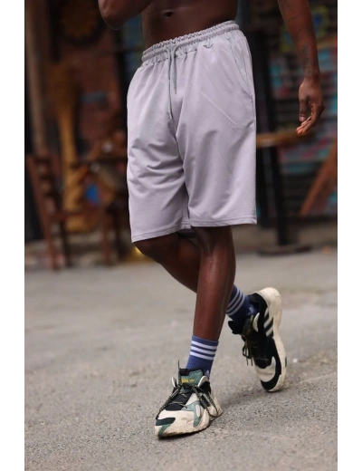 Erkek İki İplik Cepli Şort - Gri