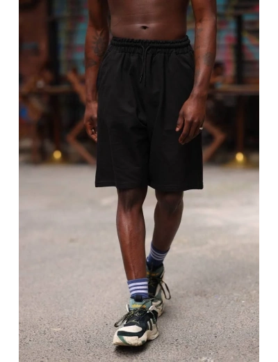 Erkek İki İplik Cepli Şort - Siyah
