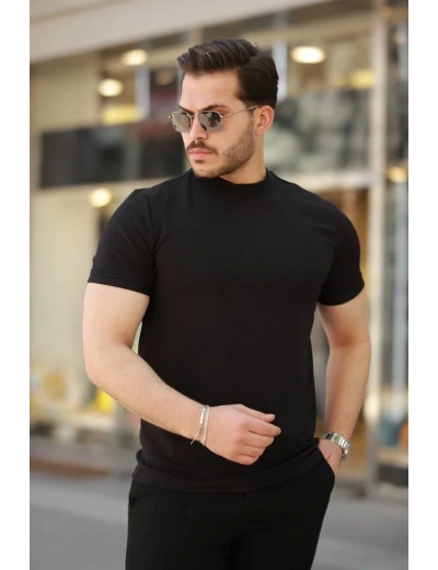 Erkek Ince çizgi Dokulu Kısa Kollu T-shirt