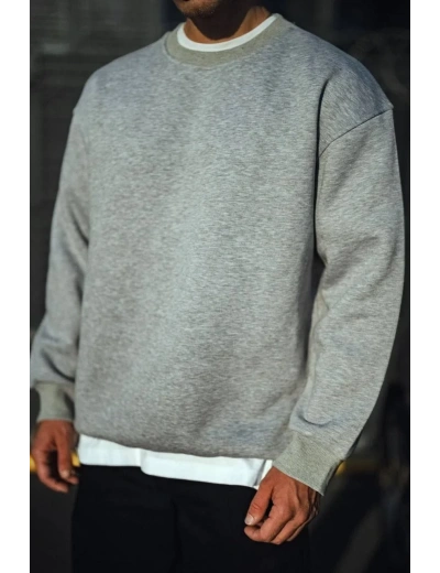 Erkek Kışlık Bisiklet Yaka 3 İplik Basic SweatShirt - Gri