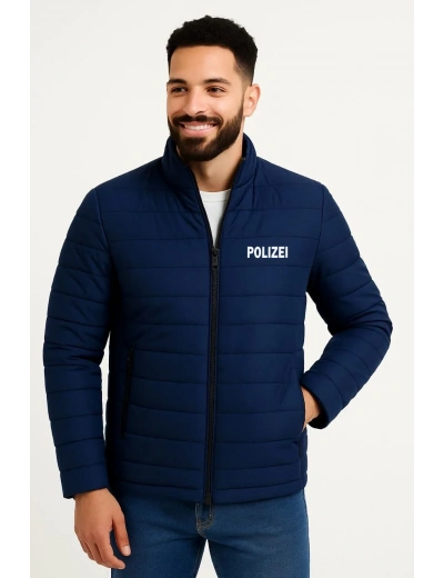 Erkek Mikro Su İtici Kapitone Baskılı Astarlı Fermuarlı Bomber Mont - Lacivert