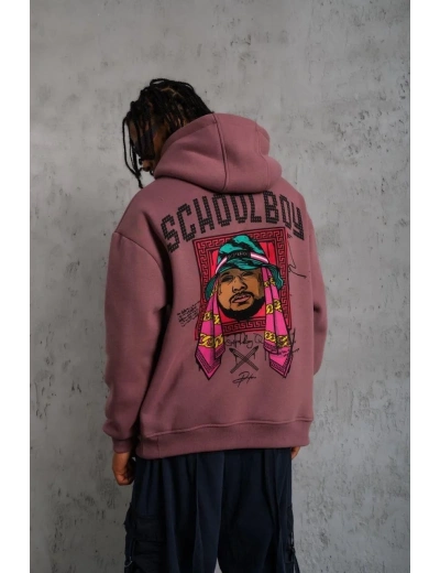 Erkek SCHOOL BOY Baskılı Kapüşonlu Sweat - Gül Kurusu