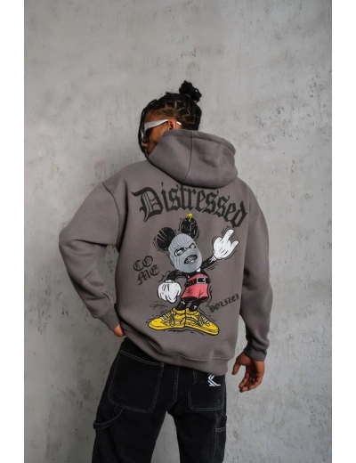 Erkek 3 İplik Pamuklu Kapüşonlu Kanguru Cepli Sweatshirt Hoodie -  Gri