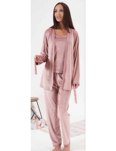 Estiva 24397 Bayan Kadife 3lü Pijama Takım