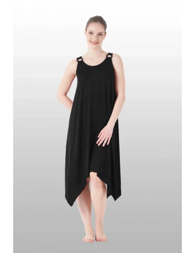 Estiva 25233 Kadın Likra Viskon Askılı  Midi Gecelik