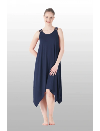 Estiva 25233 Kadın Likra Viskon Askılı  Midi Gecelik