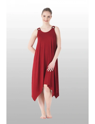 Estiva 25233 Kadın Likra Viskon Askılı  Midi Gecelik