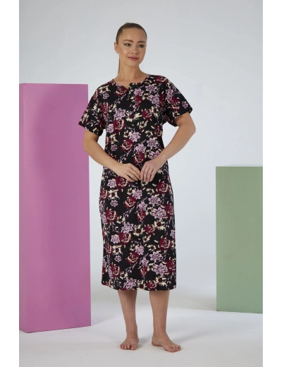 Estiva 25237 Kadın Likra Viskon Kısa Kol Gecelik