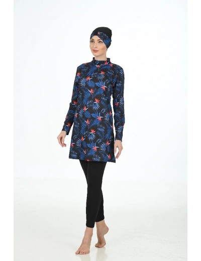 Fantasy 3315  Bayan Yaprak Desenli Tesettür Mayo